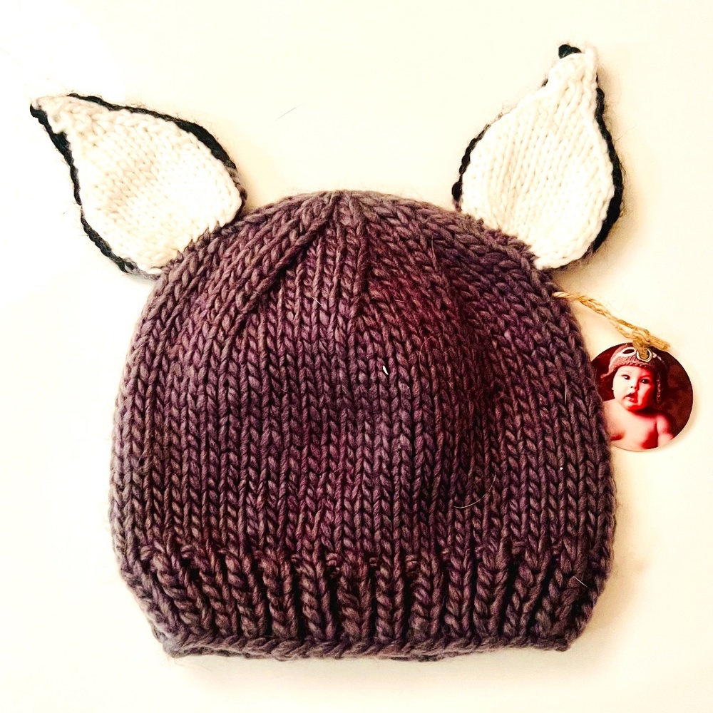 NWT Lux BLUEBERRY HILL Toddler Brand Great Gray Fox Hand-Knit Hat - Handmade!